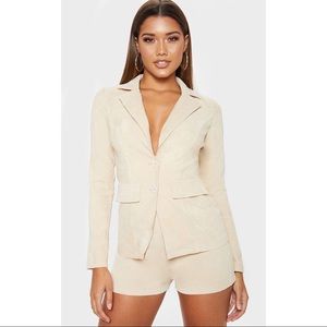 Stone cord high waisted shorts & blazer